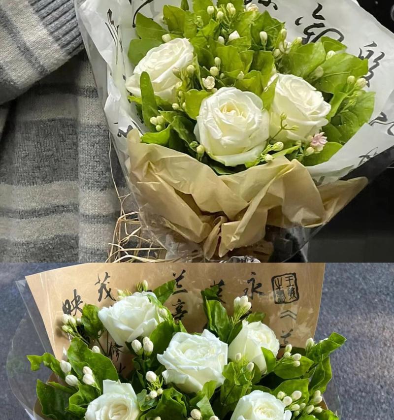 六朵白玫瑰搭配茉莉花的花语是什么？它们共同表达的情感是什么？